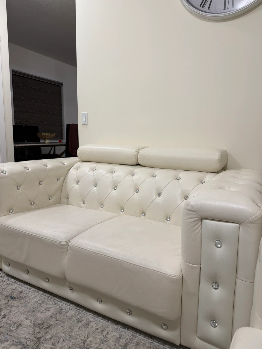 Cream Tufted Sofa Set with Coffee Table - photo 3