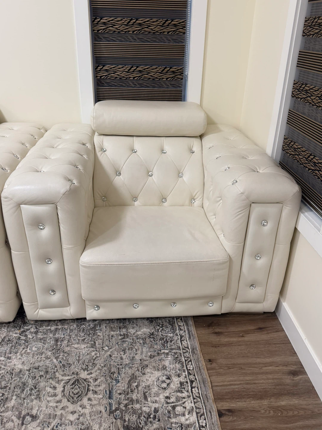 Cream Tufted Sofa Set with Coffee Table