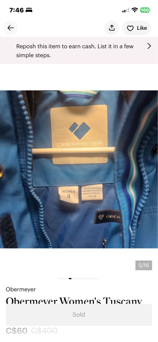⚽️ ECU Obermeyer ski jacket size 4 - photo 4