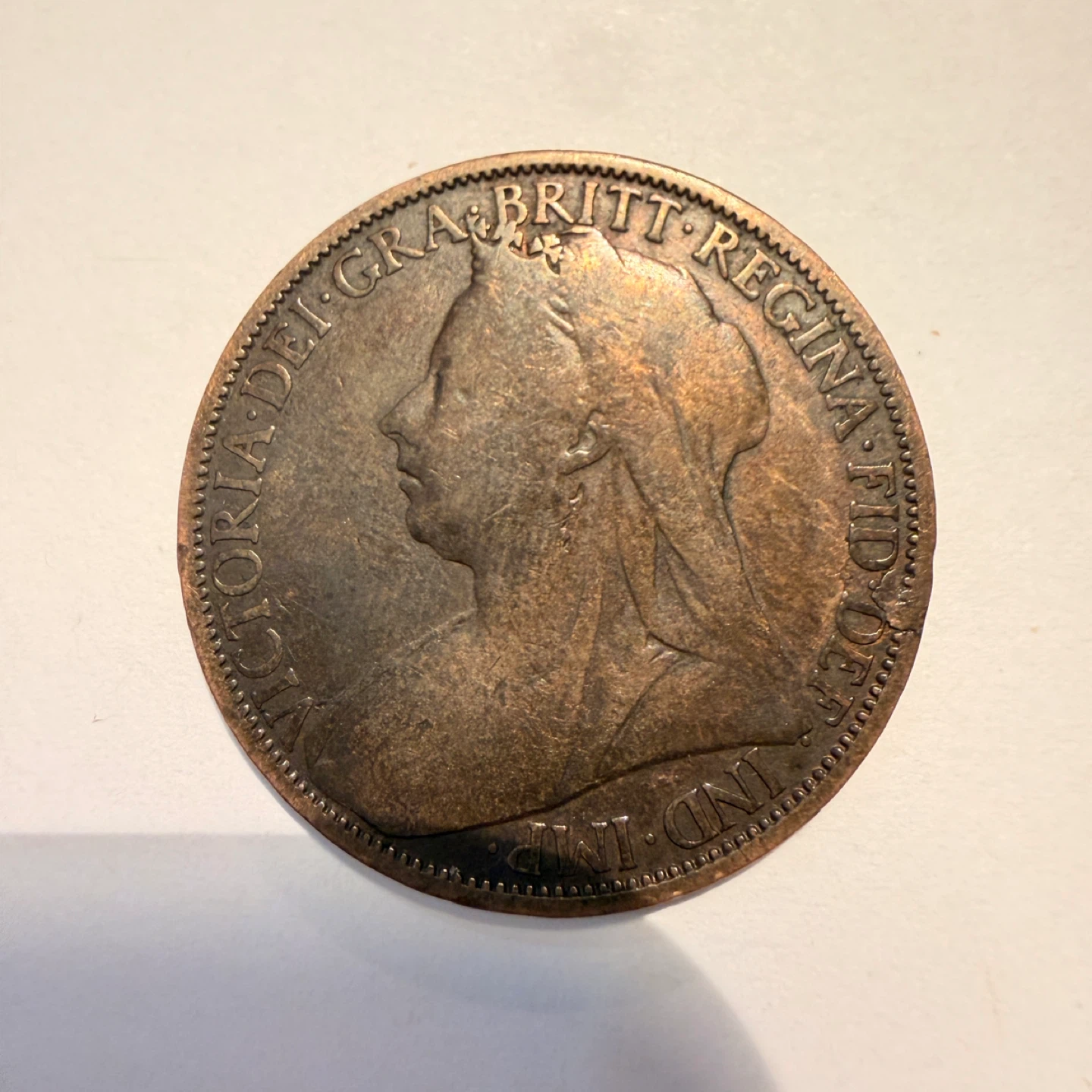 1900 British Penny Coin - Small Die Chip ⚽️ - photo 5