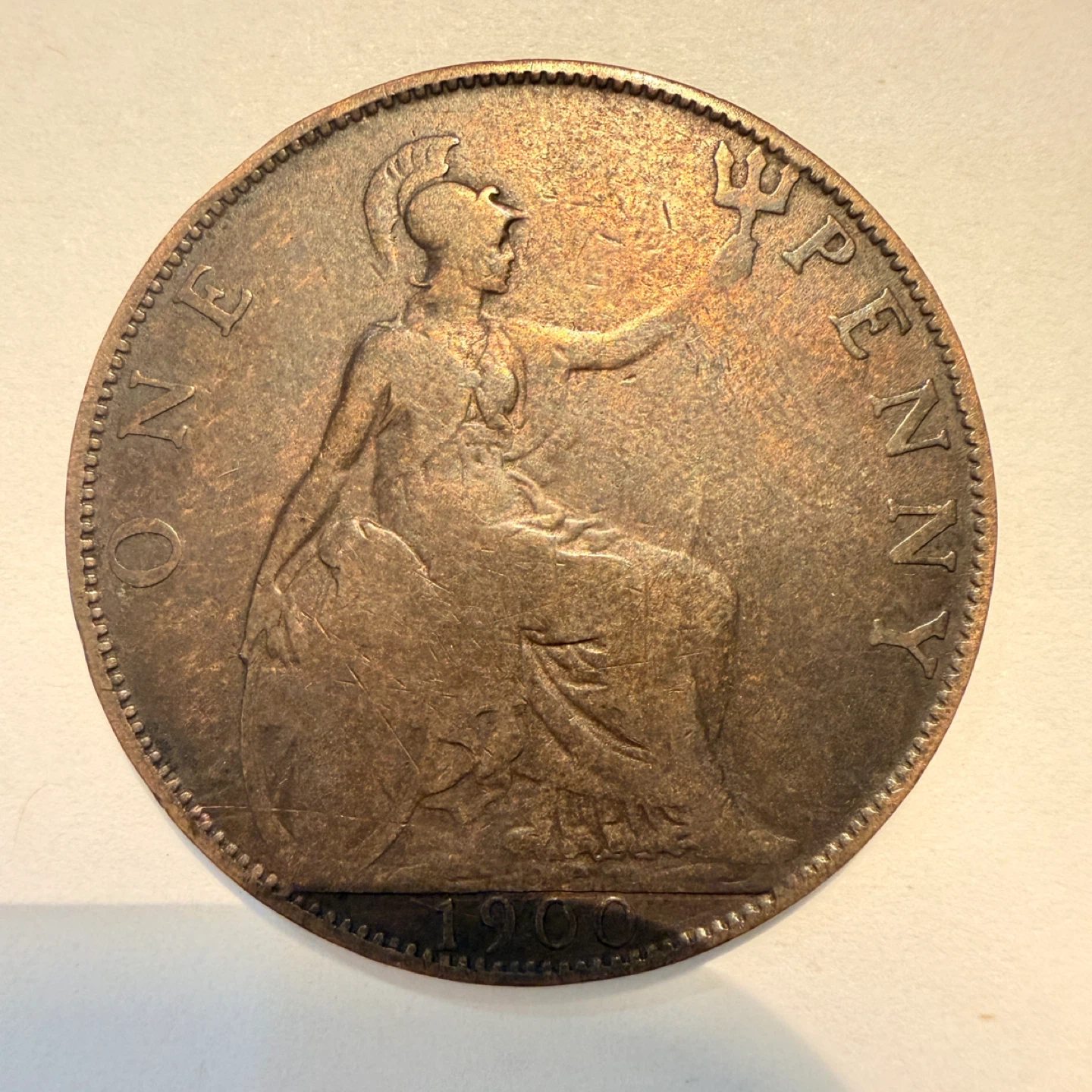 1900 British Penny Coin - Small Die Chip ⚽️
