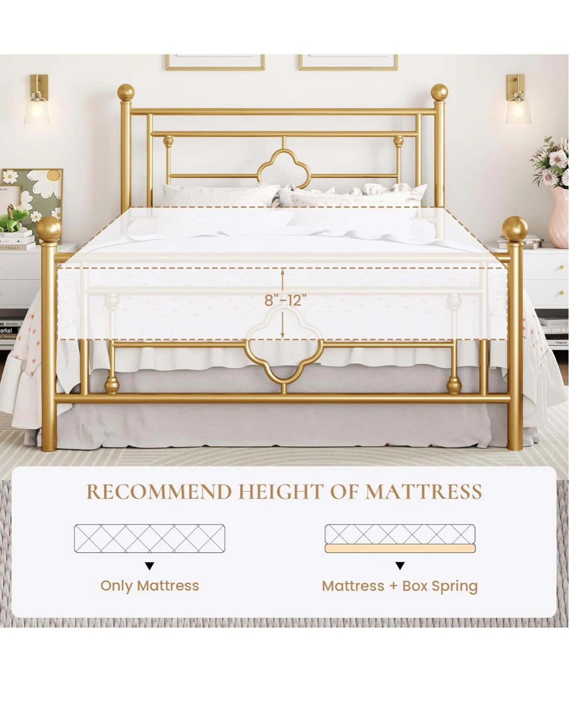 Sha Cerlin Gold Metal Platform Bed Frame - Queen Size - photo 4