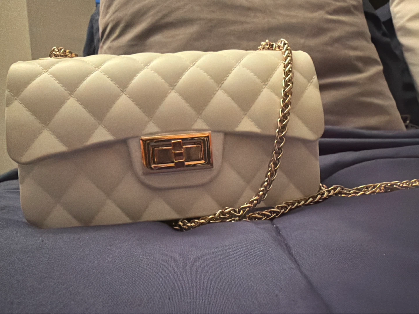 White Quilted Chain Purse