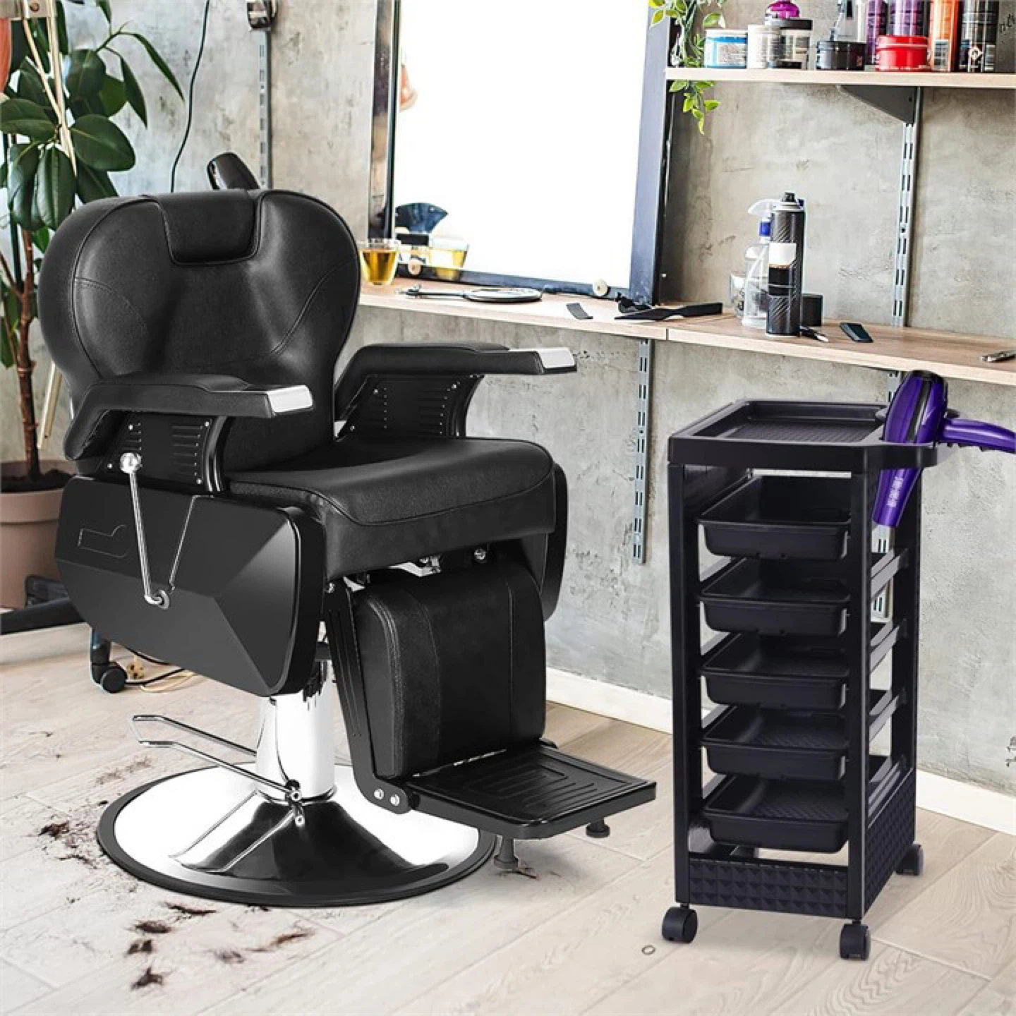 Black 5 Drawer Salon Trolley Cart and a holder - photo 2