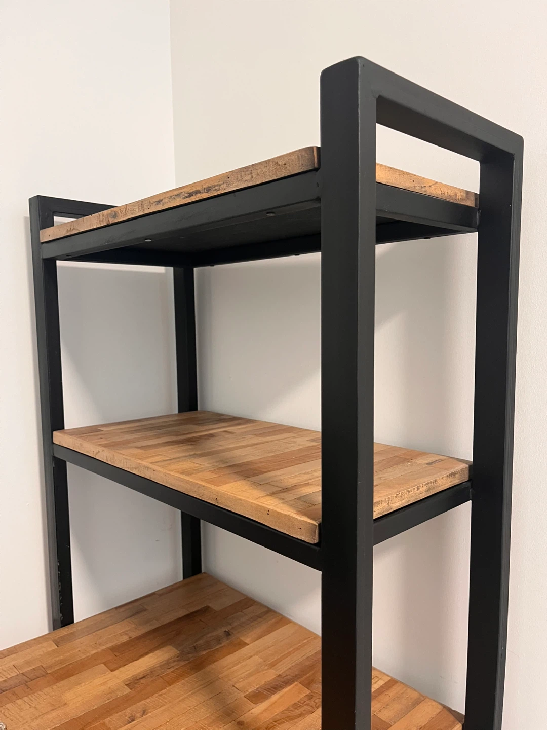 Wood and Metal Desk with Bookshelf + Chair - photo 2