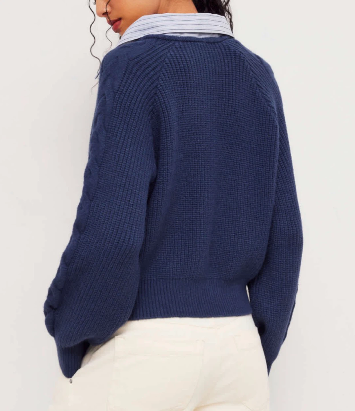⚽️ NWT CIDER Navy Cable Knit Collared Sweater - photo 4