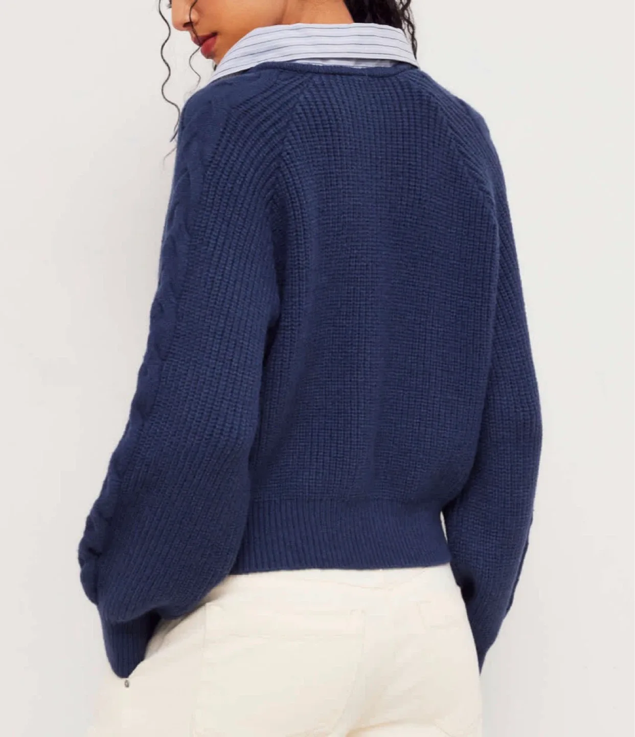 ⚽️ NWT CIDER Navy Cable Knit Collared Sweater - photo 4
