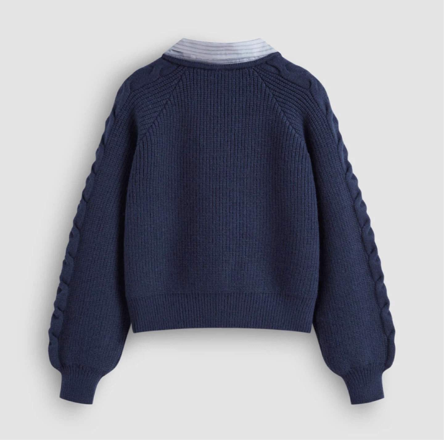 ⚽️ NWT CIDER Navy Cable Knit Collared Sweater - photo 3