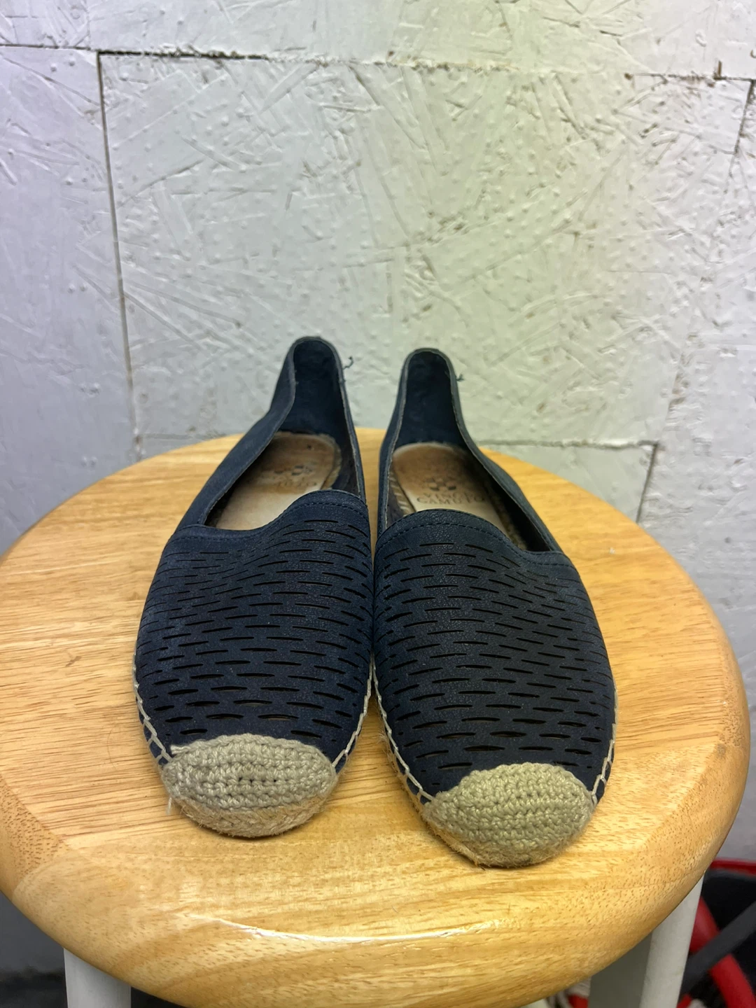 ⚽ Vince Camuto Navy Blue Perforated Flats
