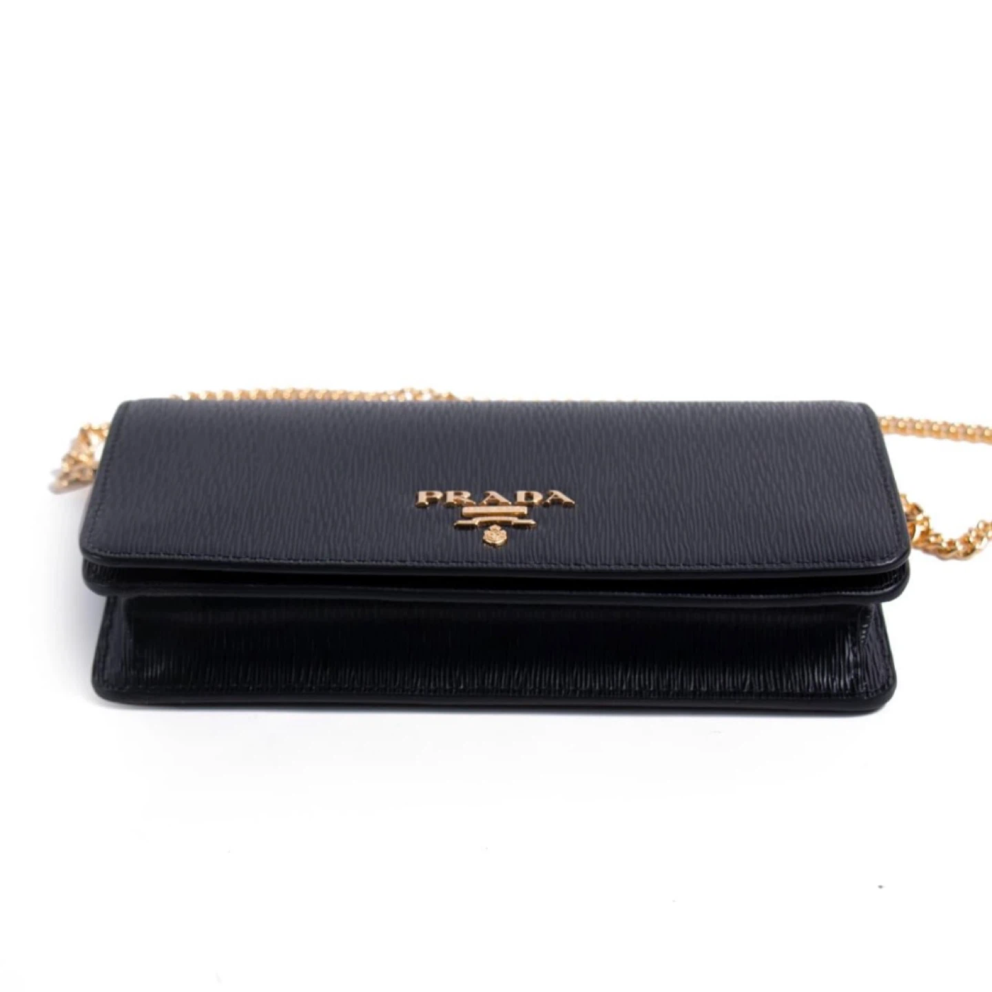 PRADA Black Saffiano Leather Chain Wallet - photo 2