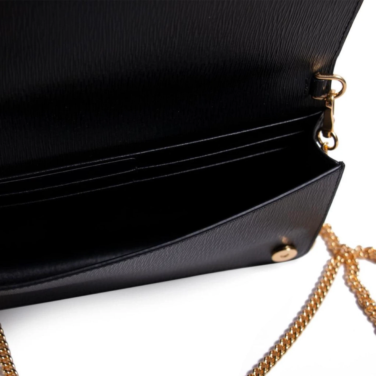 PRADA Black Saffiano Leather Chain Wallet - photo 4