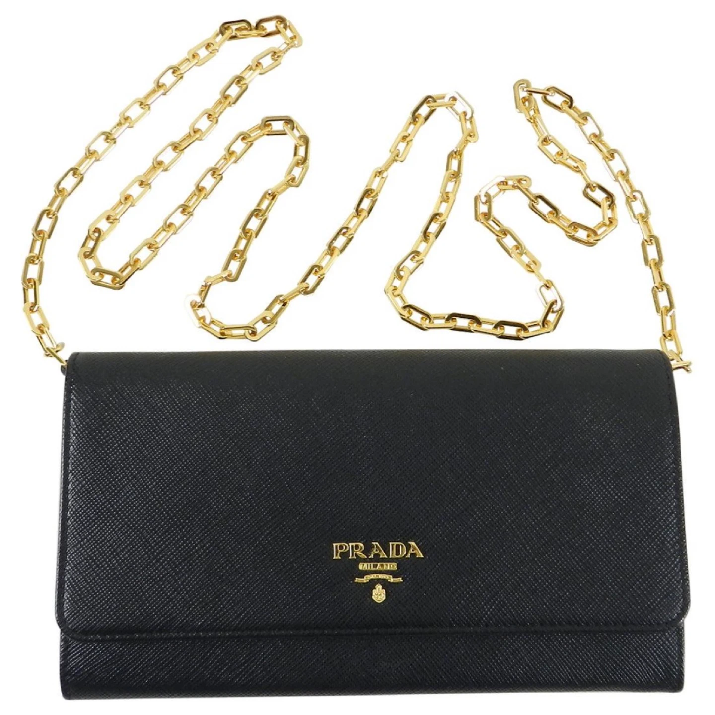 PRADA Black Saffiano Leather Chain Wallet - photo 3