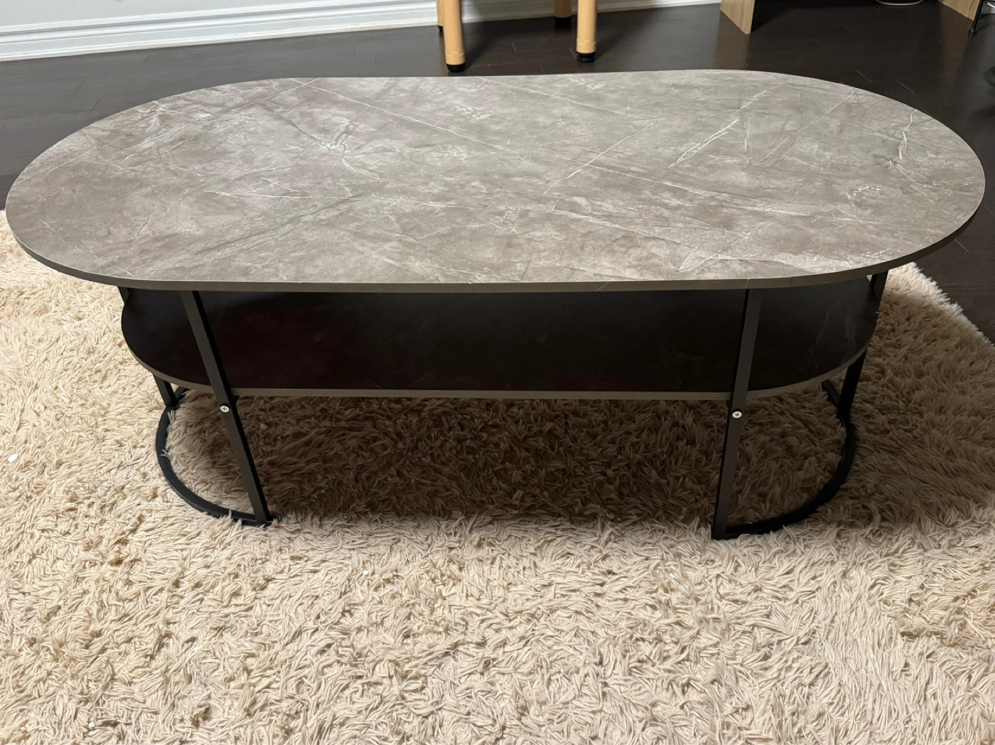 Oval Coffee Table with Shelf - photo 3