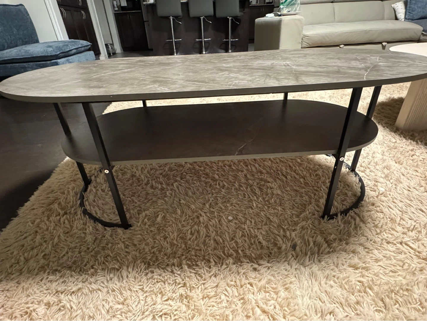 Oval Coffee Table with Shelf - photo 2