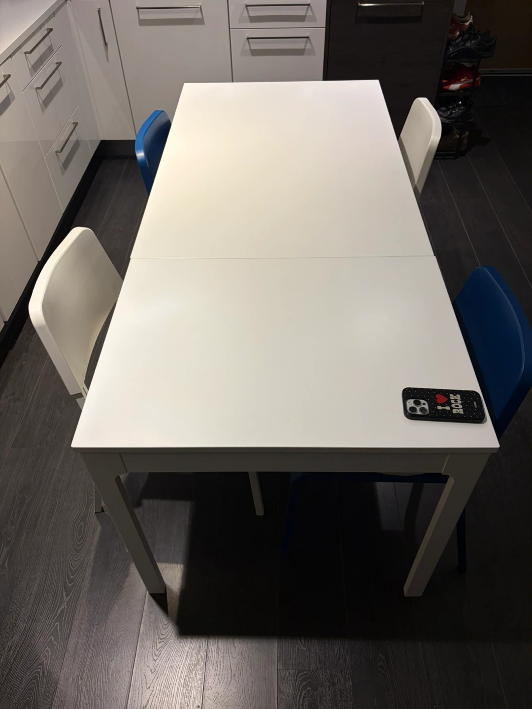 White Extendable Dining Table with 4 chairs from IKEA - photo 3