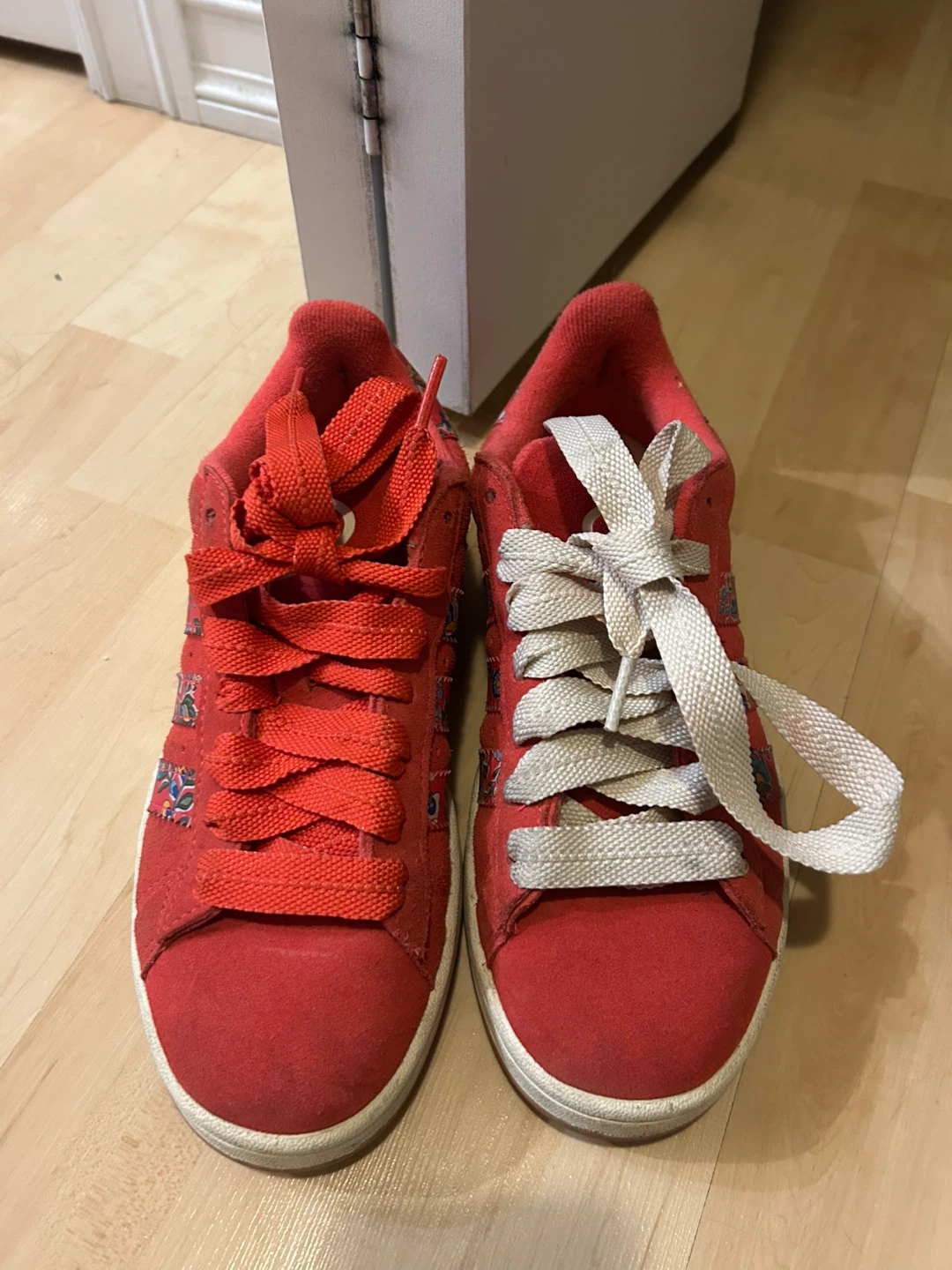 Adidas Campus Red Floral Detail Sneakers