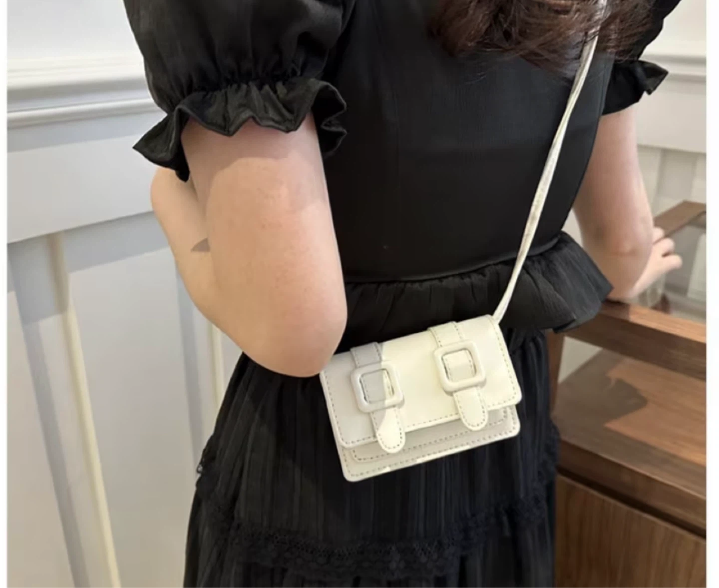 White Mini Shoulder Bag with Buckle Closure - photo 2