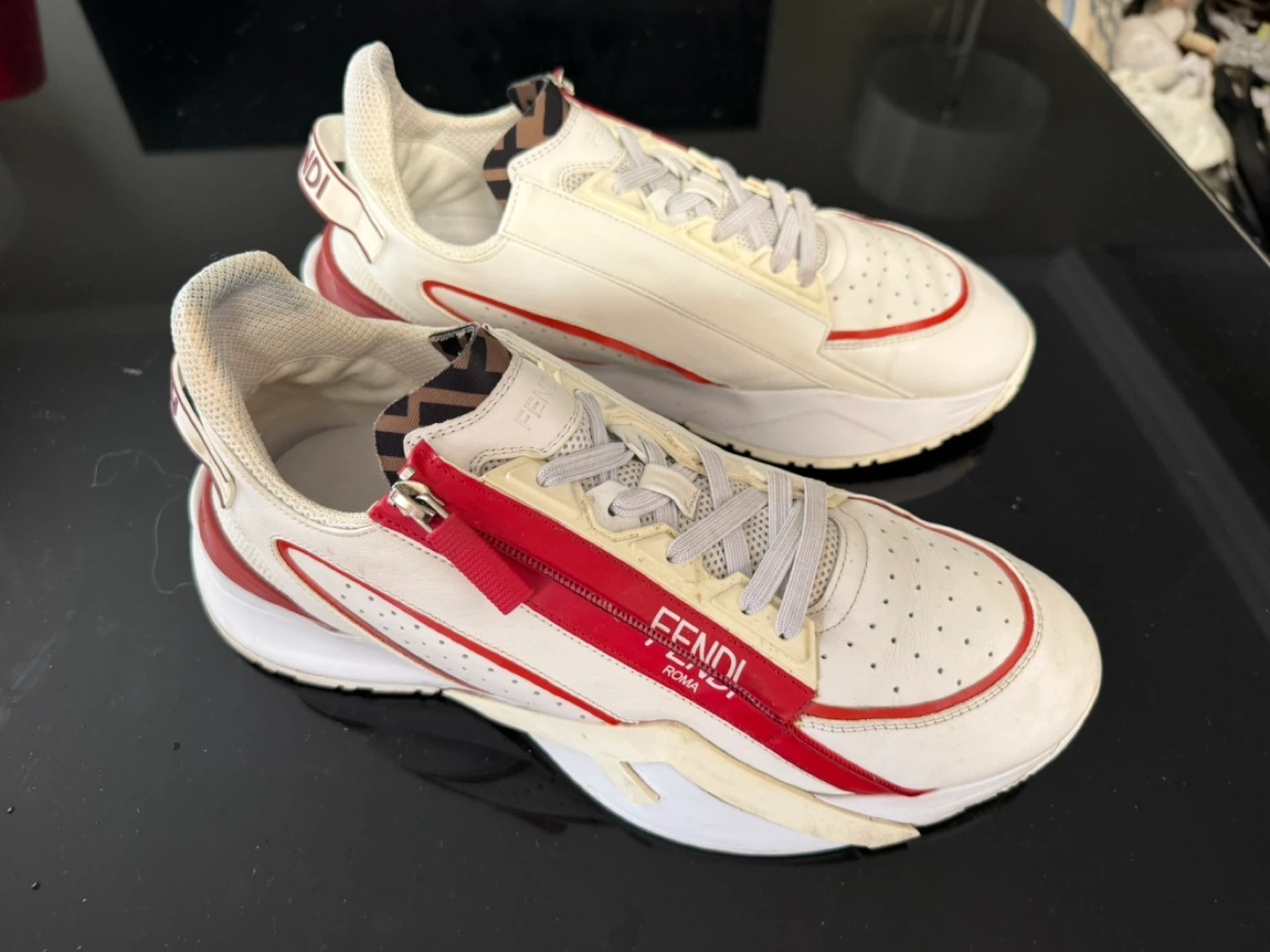 Fendi Roma White Red Zip Sneakers - photo 2
