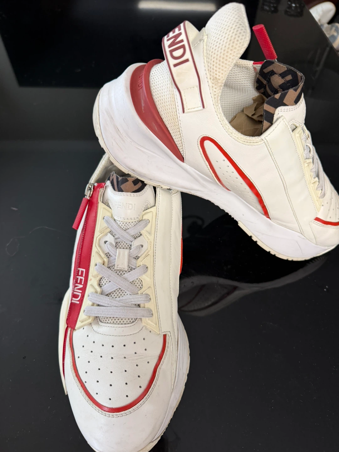 Fendi Roma White Red Zip Sneakers - photo 3