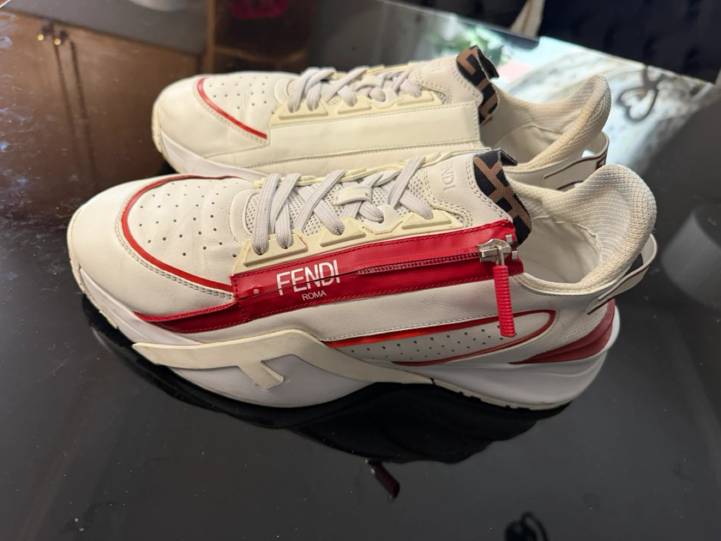 Fendi Roma White Red Zip Sneakers - photo 5