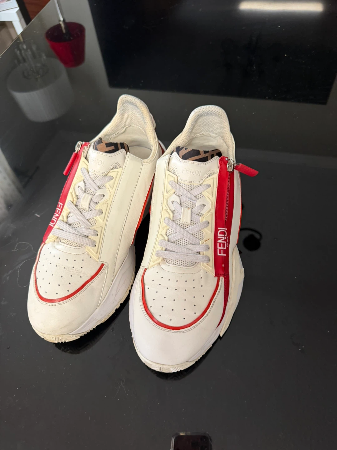 Fendi Roma White Red Zip Sneakers - photo 4