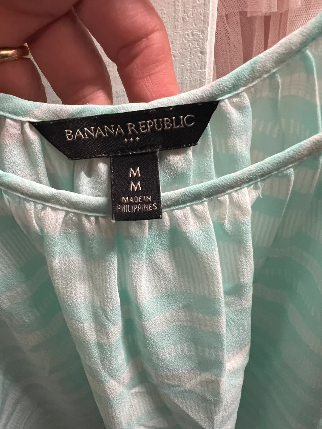 ⚽ Banana Republic Women's Mint Green Striped Top - Size M - photo 2