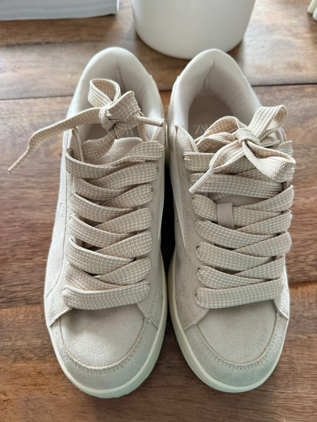 ZARA Women's Beige Sneakers - Size 38