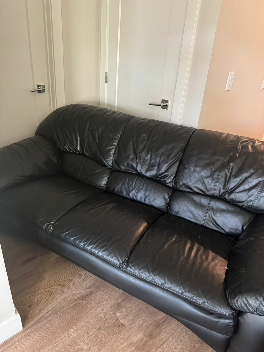 Black Leather Sofa- 3 seater