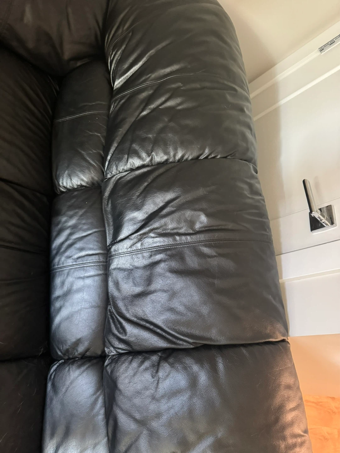 Black Leather Sofa- 3 seater - photo 2