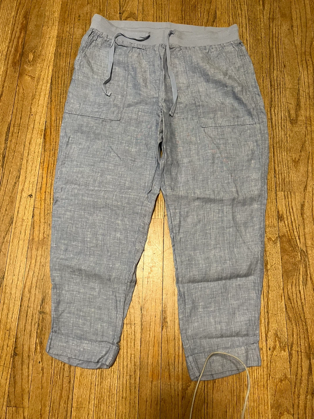 ⚽ Blue Linen Blend Cropped Pants