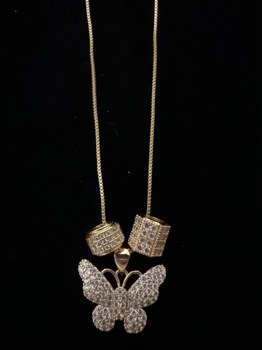 14kGold laminated Butterfly Pendant Necklace with Charms - photo 2