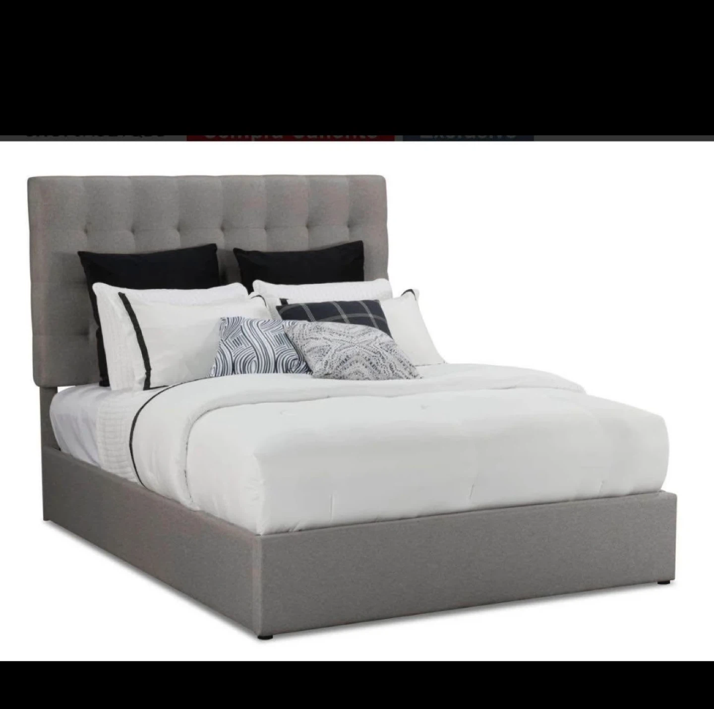 Grey Tufted Upholstered Bed Frame with Storage - photo 2