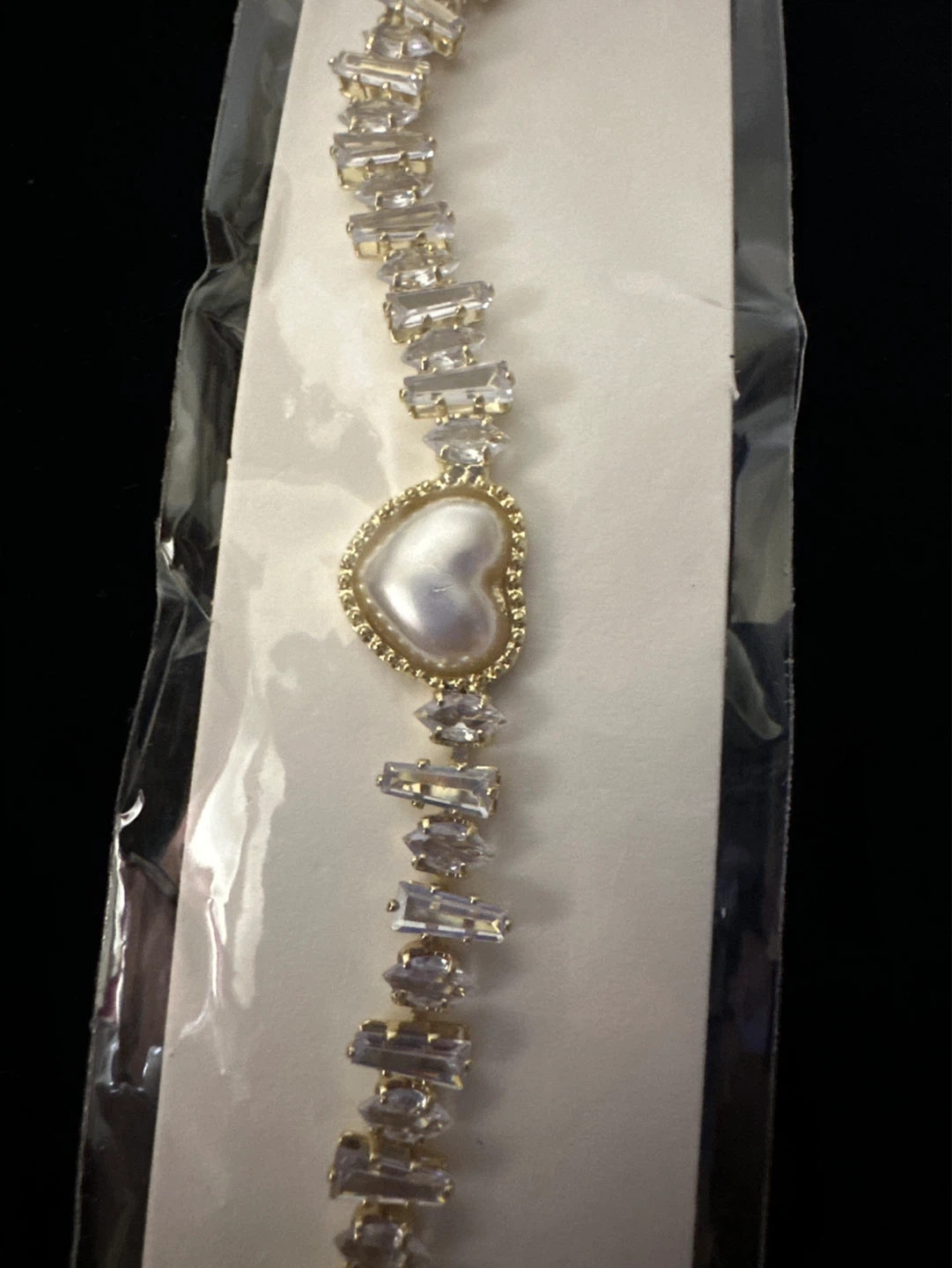 Heart Pearl & Rhinestone Bracelet - photo 2