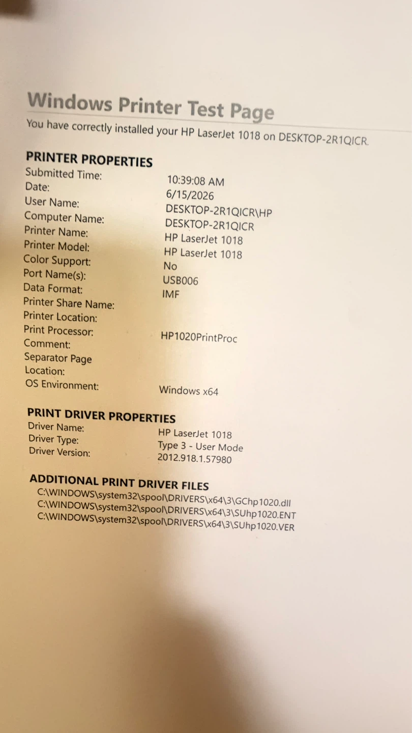 HP LaserJet 1018 Printer