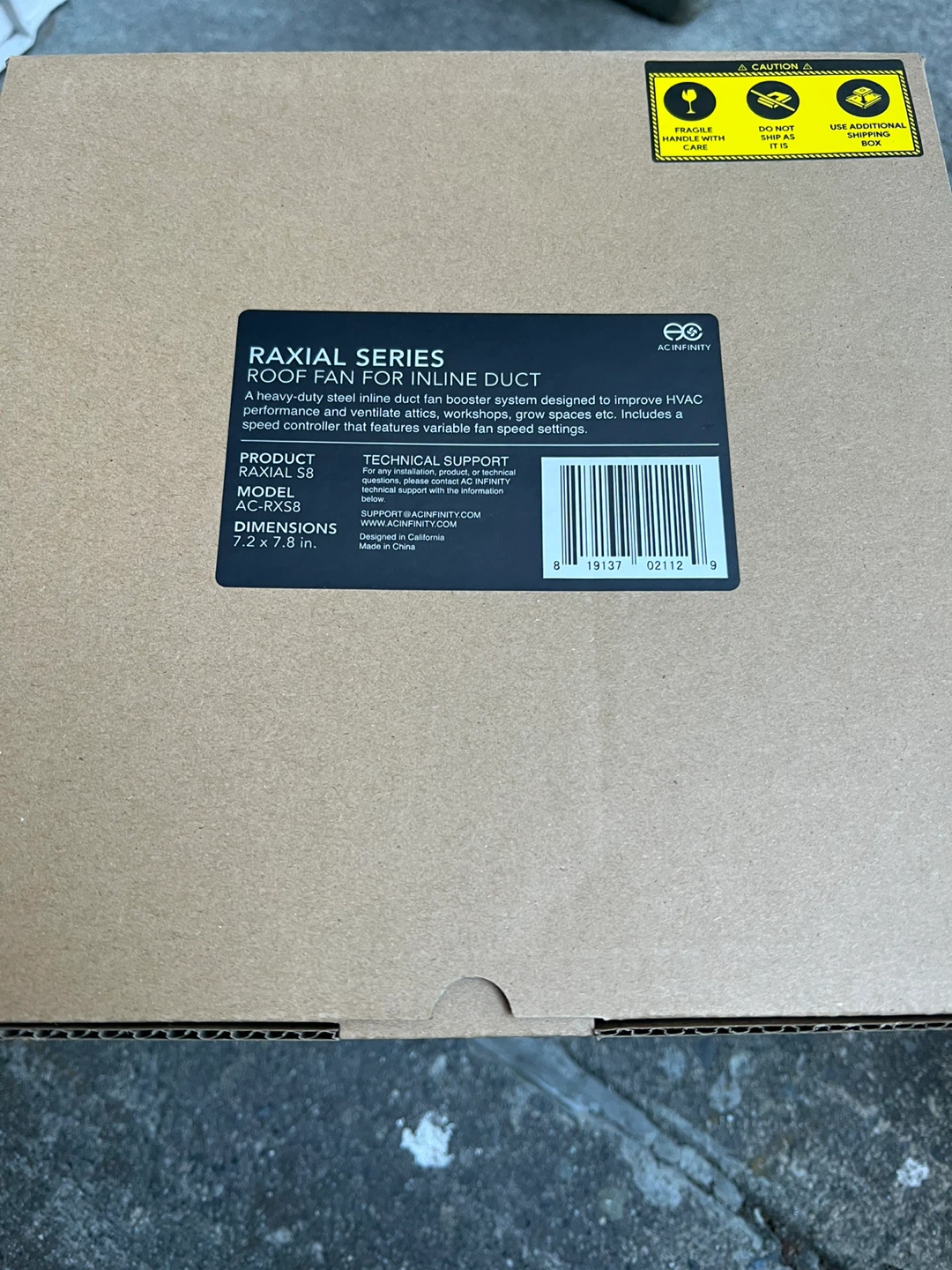 RAXIAL S8, Inline Booster Duct Fan 8" with Speed Cont - photo 4
