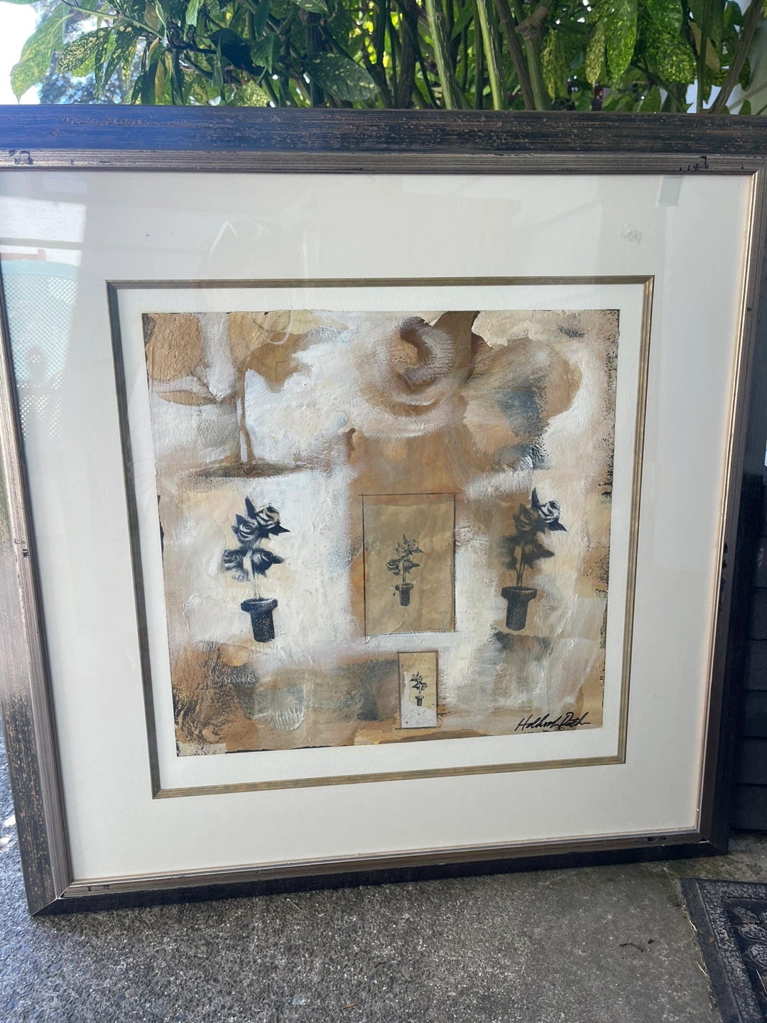 Framed Floral Abstract Art  32 x32 inch