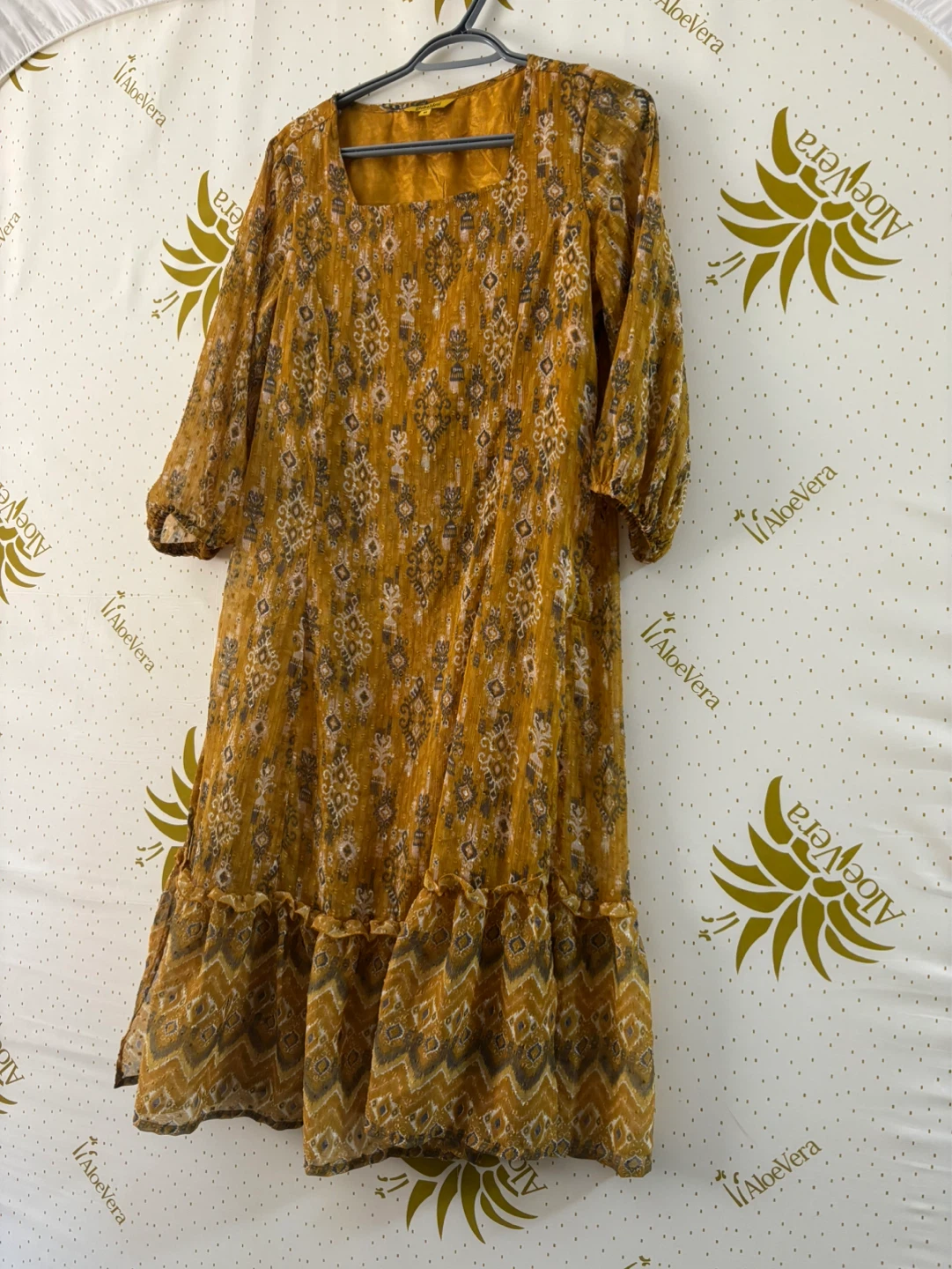 Women's Ochre Patterned Dress