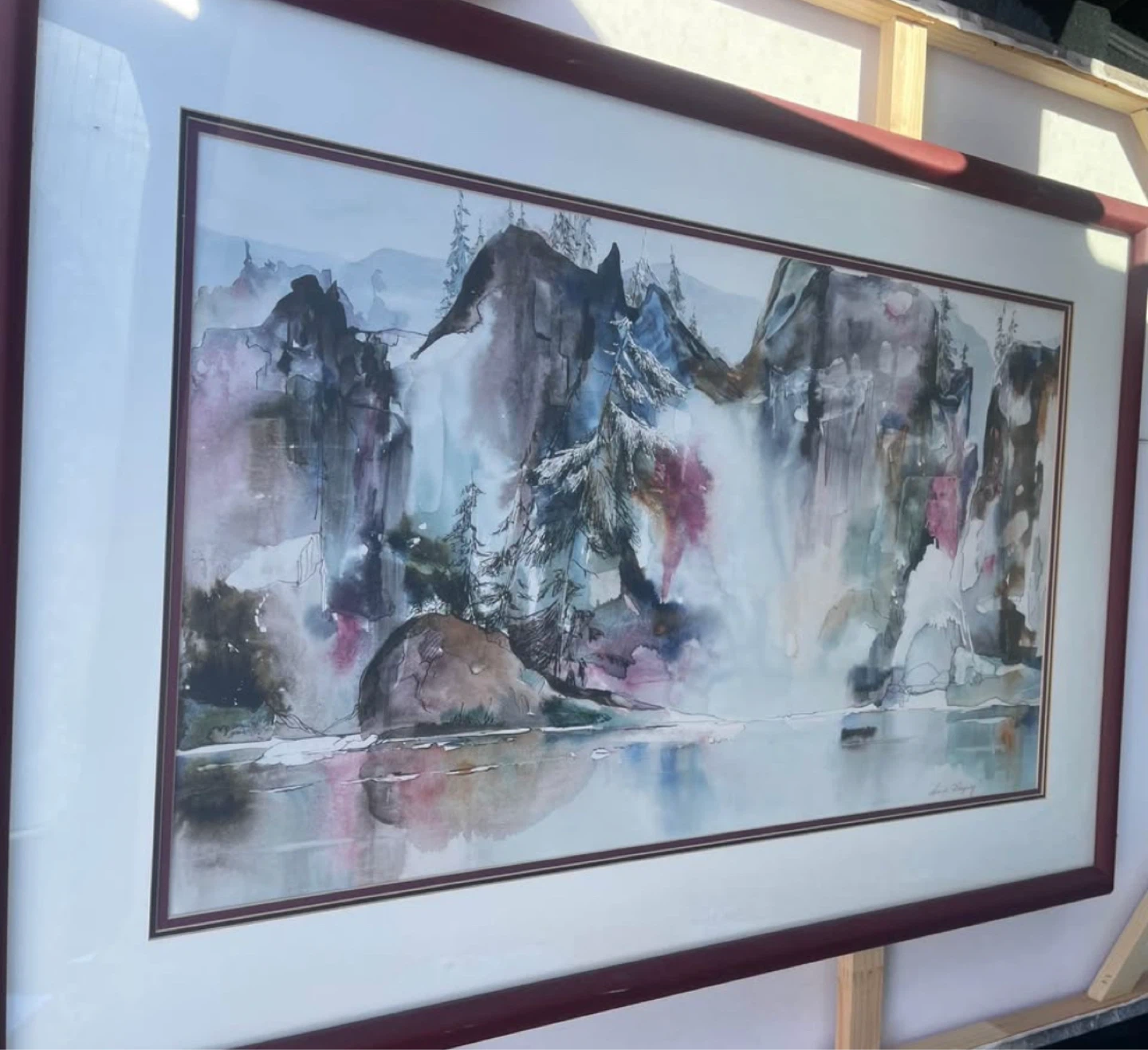 Framed Watercolour Landscape Painting 38 x 26