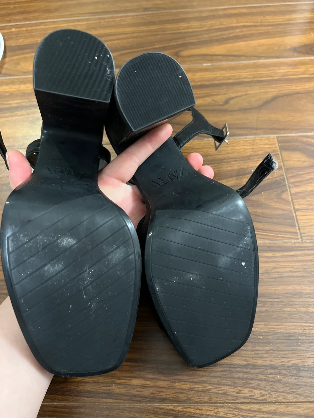 ⚽️ Zara Black Heeled Sandals Size 37 - photo 2