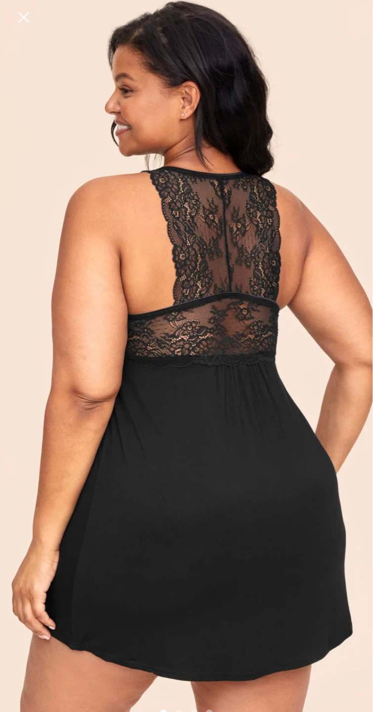 Plus Adore me CollectionRichelle Plus Black Lace Trim Nightie - photo 2