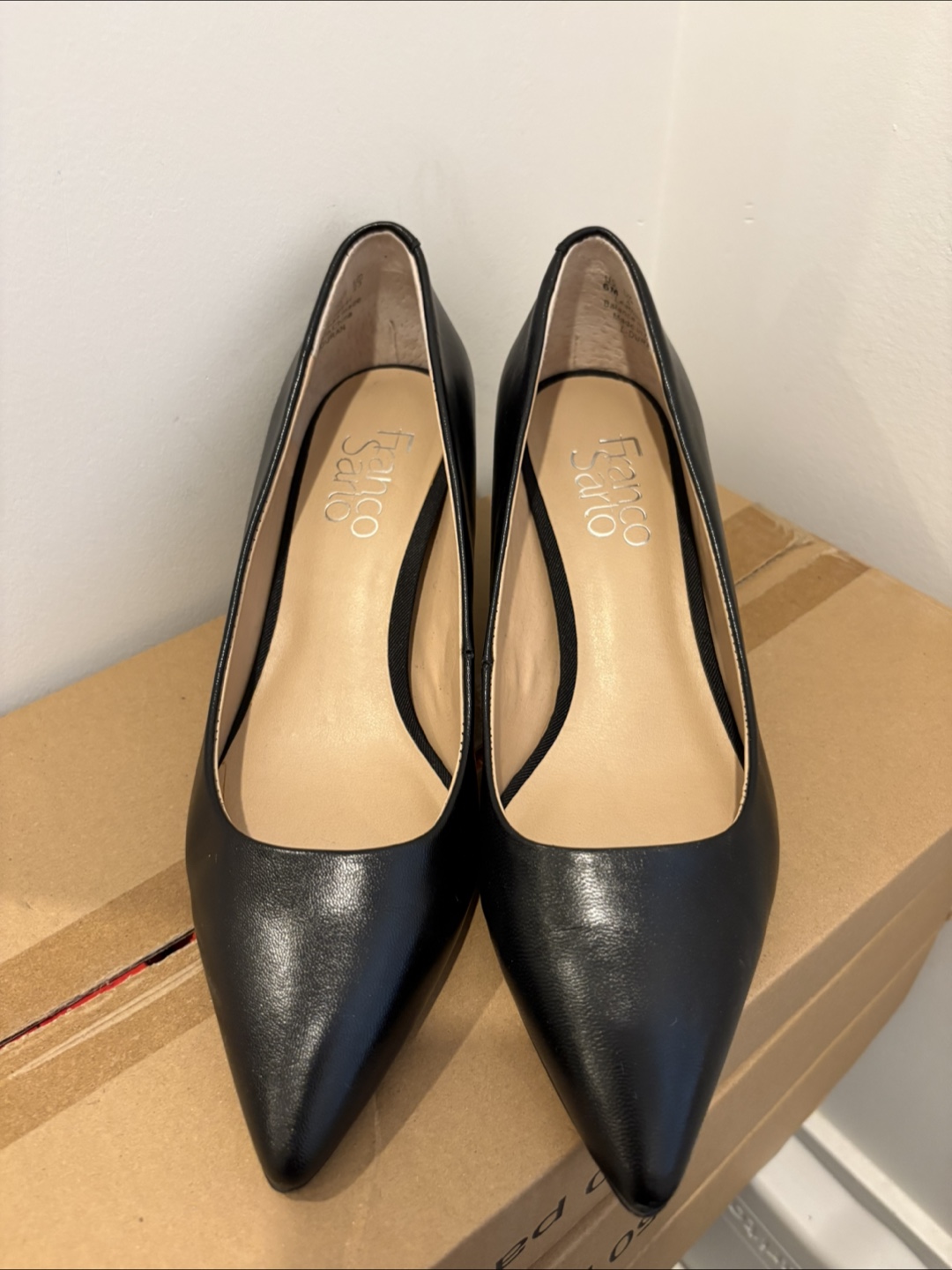 Franco Sarto Black Leather Pumps - Size 6M