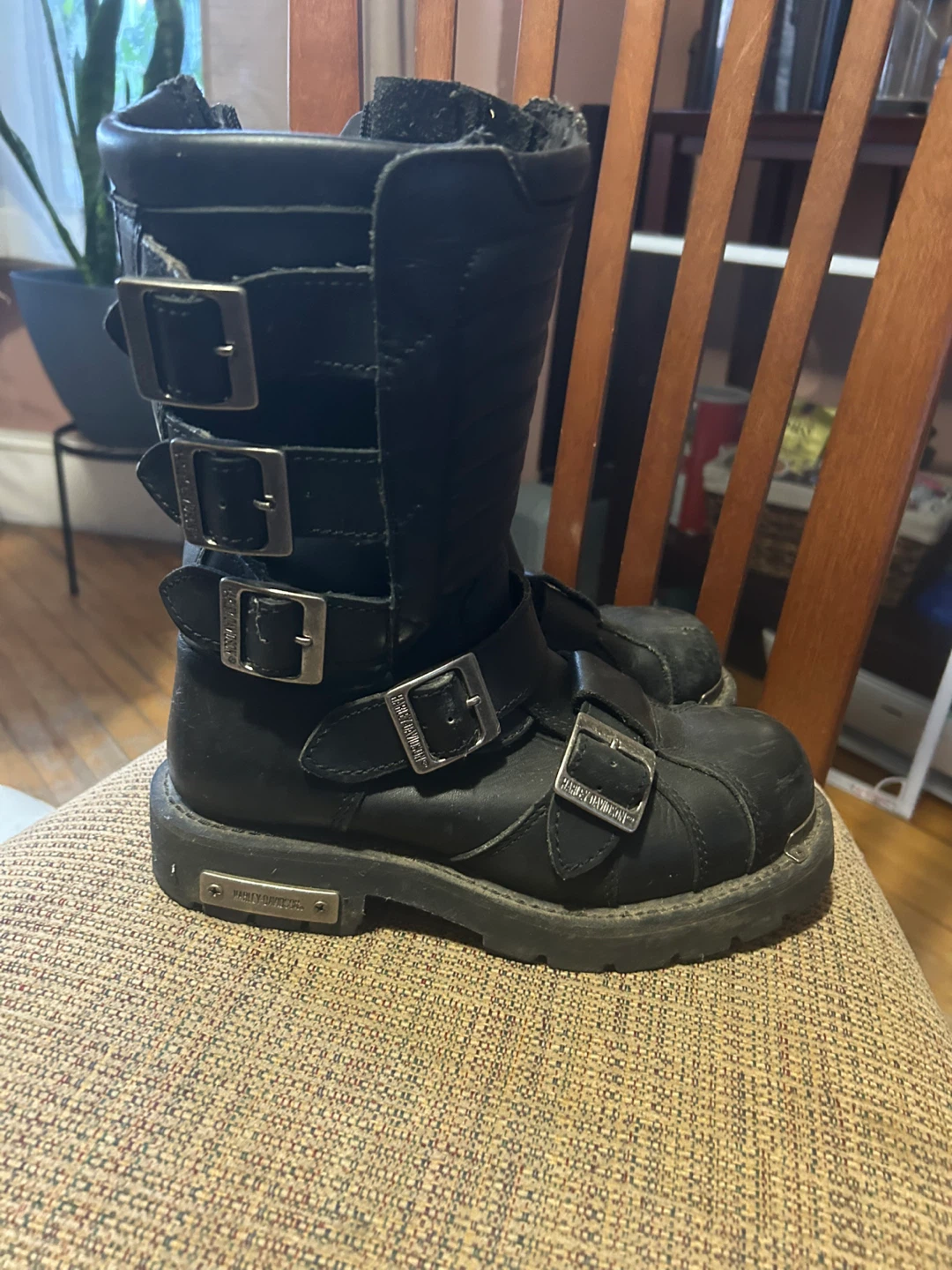 Harley-Davidson Black Leather Buckle Biker Boots