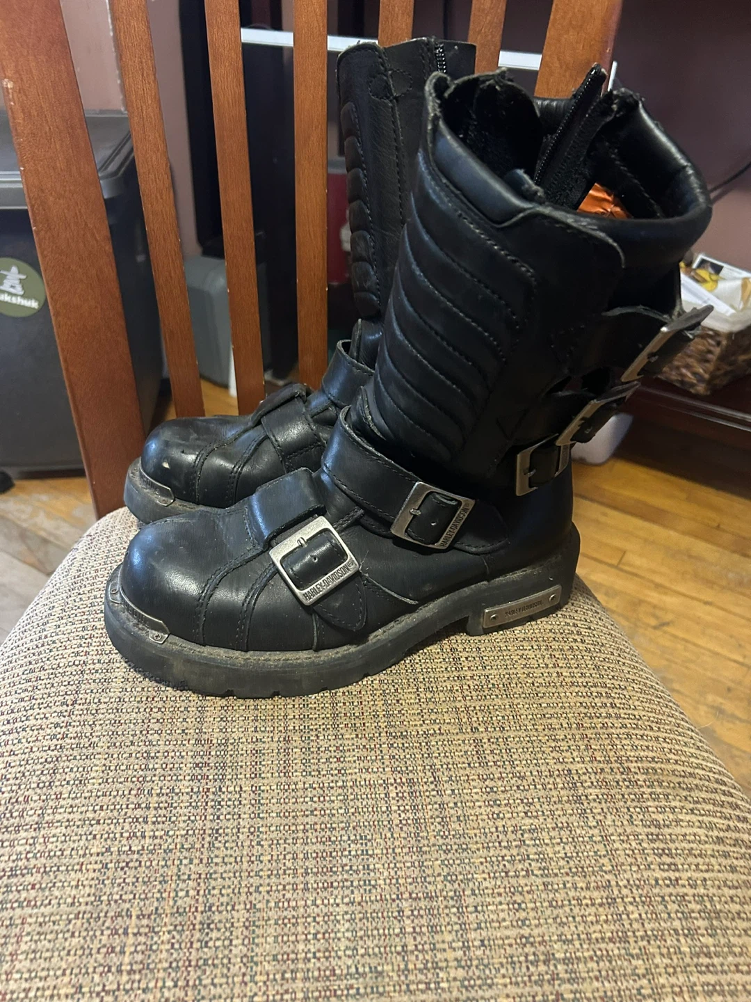 Harley-Davidson Black Leather Buckle Biker Boots - photo 4