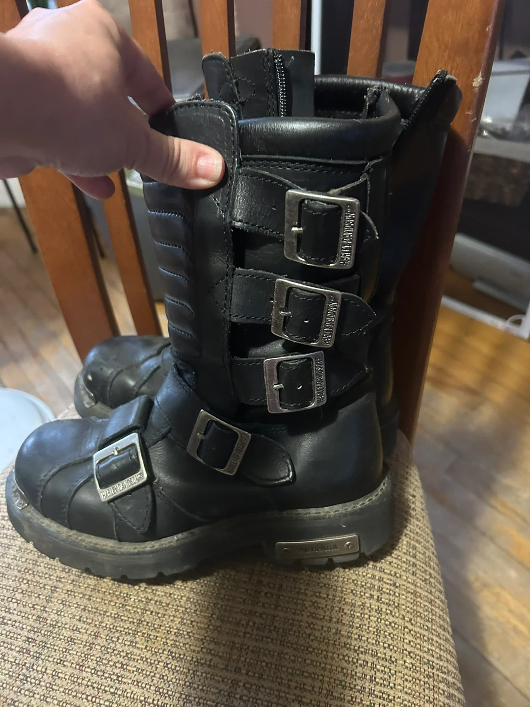 Harley-Davidson Black Leather Buckle Biker Boots - photo 2