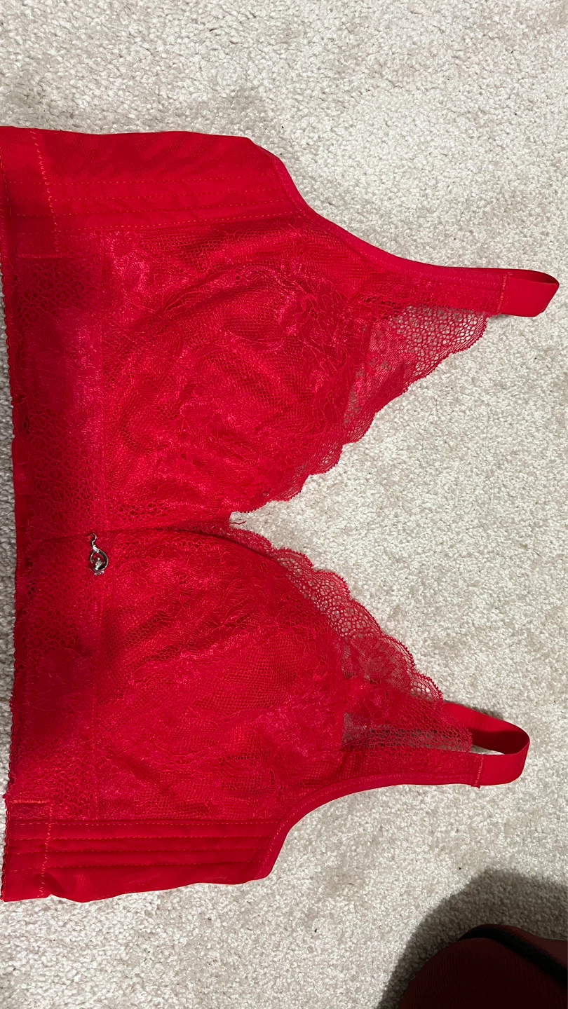Red Polka Dot Bra with Lace Trim