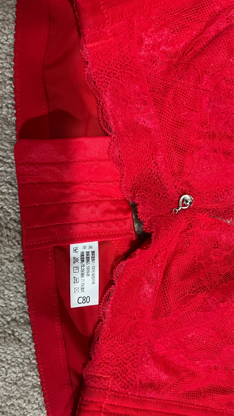 Red Polka Dot Bra with Lace Trim - photo 2