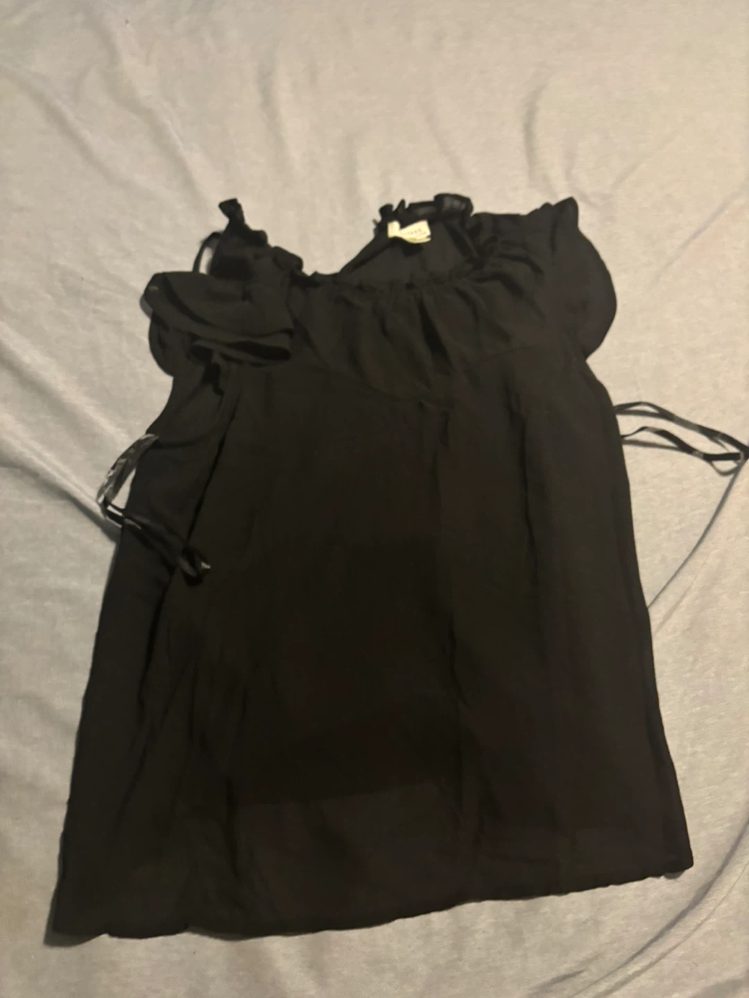 MONTEAU Black Ruffle Top - Size L
