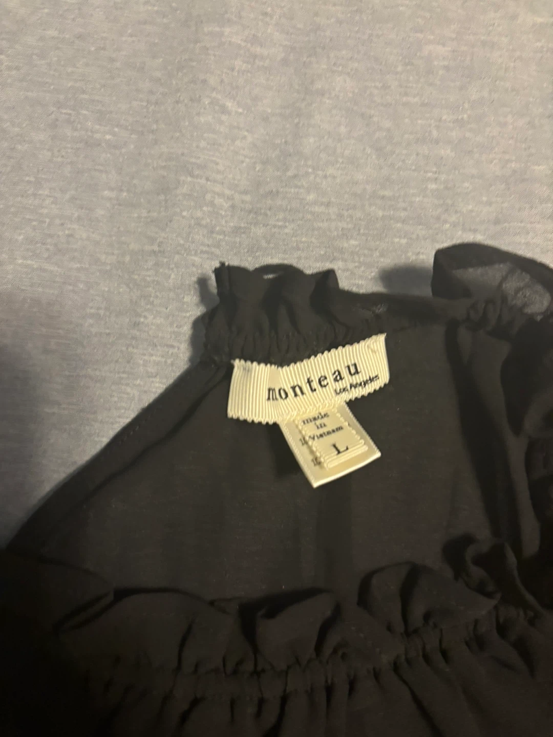 MONTEAU Black Ruffle Top - Size L - photo 2