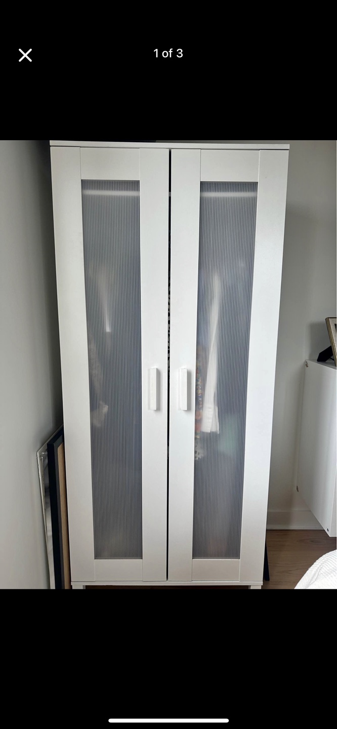 White Wardrobe with Frosted Doors