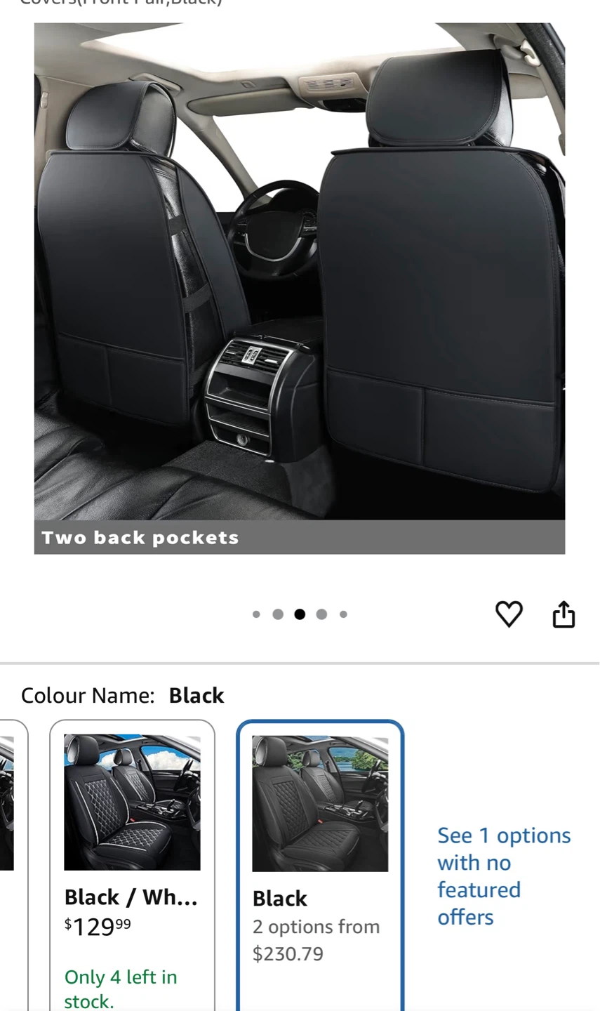 Automotive Faux Leather Car Seat Covers (Front Pair, Black) - photo 4